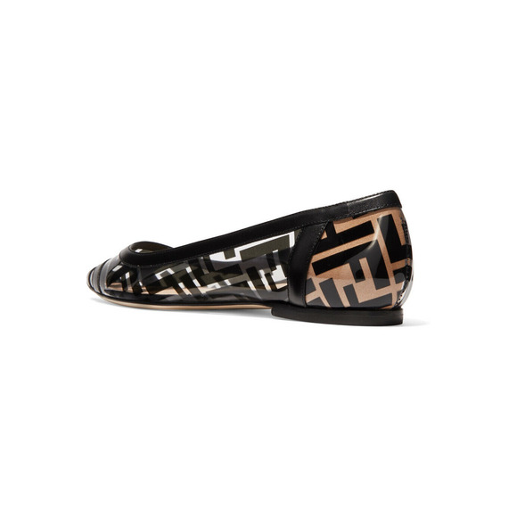 Fendi Black PVC Colibri Clear Leather FF Logo Pointed Ballerina Ballet Flat 36 - Picture 4 of 8